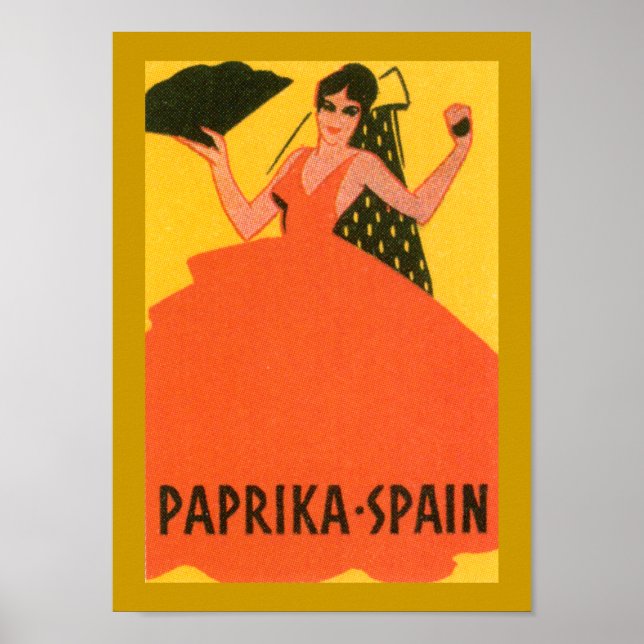 Pôster Etiqueta de "Espanha de Paprika" (Frente)