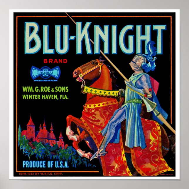 Poster Etiqueta de Fruta do Blu Knight (Frente)