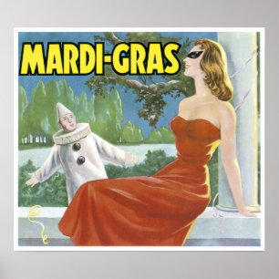 Pôster Etiqueta de Fruta do Vintage Mardi Gras