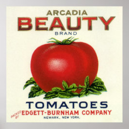 Poster Etiqueta de Fruta Vintage, Tomates de beleza Arcad