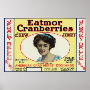Poster Etiqueta de marca dos arandos de Eatmor do Belle
