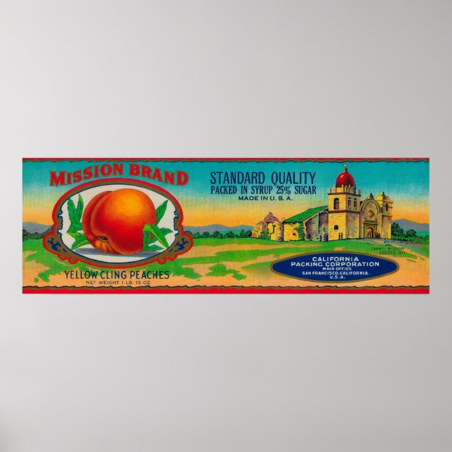 Poster Etiqueta de Pêssego de Missão (Frente)