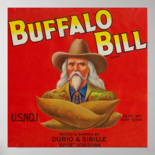 Pôster Etiqueta de Taxa de Marca do Buffalo Bill Yam