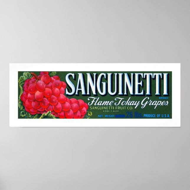 Poster Etiqueta de Uvas Sanguinetti (Frente)