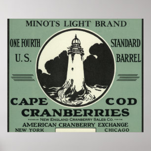 Poster Etiqueta do arando da marca da luz de Cape Cod