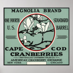Poster Etiqueta do arando da marca da magnólia de Cape