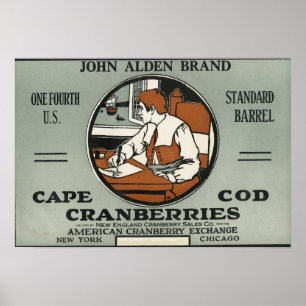 Poster Etiqueta do arando da marca de Cape Cod John Alden