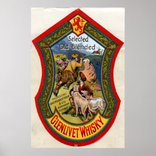 Pôster Etiqueta do uísque de Glenlivet, 1897