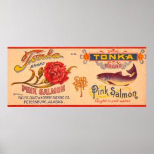 Pôster Etiqueta dos salmões da marca de Tonka
