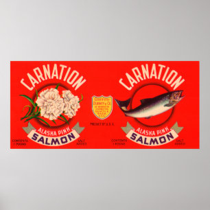 Poster Etiqueta Seattle dos salmões da marca do cravo, W