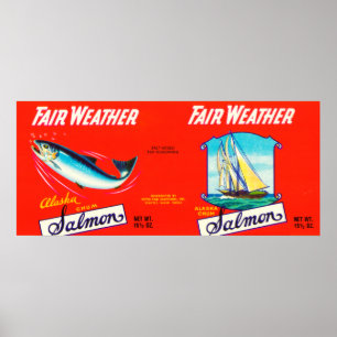 Poster Etiqueta Seattle dos salmões da marca do tempo