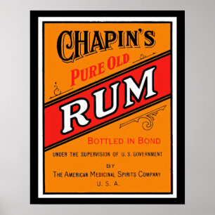 Poster Etiqueta velha pura do rum de Chapins