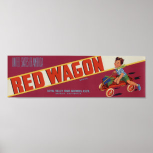 Poster Etiquetas de Fruta do Vintage Red Wagon