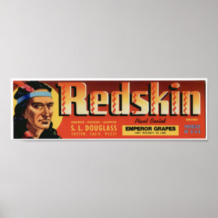 Pôster Etiquetas indianas da caixa da fruta do Redskin