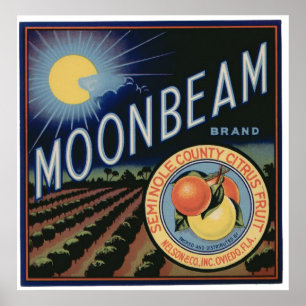 Pôster Etiquetas velhas da caixa da fruta do Moonbeam do
