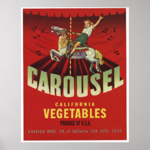 Pôster Etiquetas velhas da caixa dos vegetais do vintage