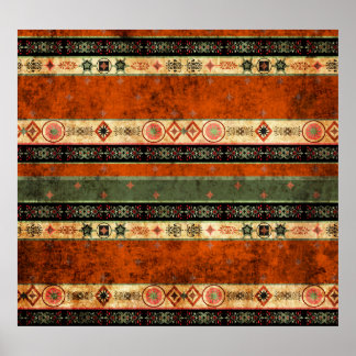 Poster Etnia Boho Grunge, Padrão Colorido.