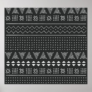 Poster Etnia tribal: padrão branco negro.