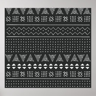 Poster Etnia tribal: padrão branco negro.