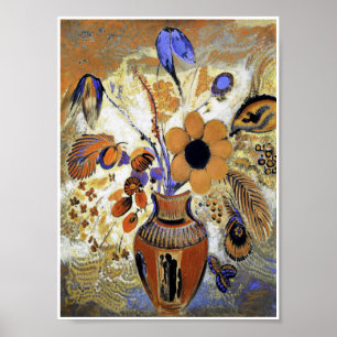 Poster Etruscan Vase com Flores, Redon