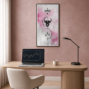 Pôster Eu Acredito em Mim Símbolo Pink Marble Trader