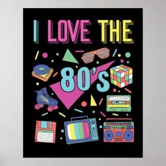Poster Eu adoro as roupas dos anos 80 para o Partido de M
