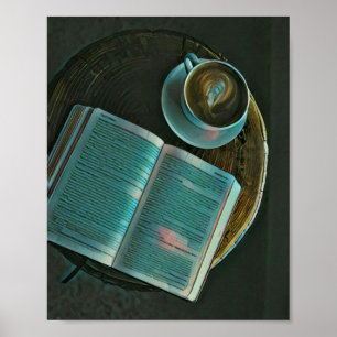 Poster Eu adoro café e livros