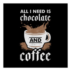 Pôster Eu Adoro Chocolate E Café