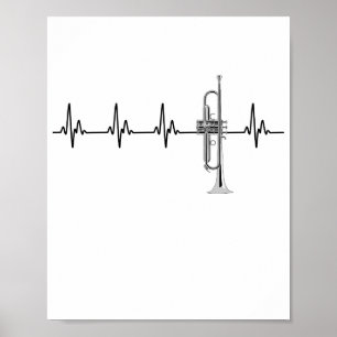 Poster Eu Adoro Fila De Pulso De Trompete EKG