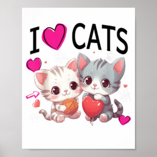 Poster Eu adoro gatos Shirt Apenas uma garota que adora p