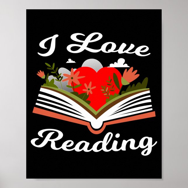 Poster Eu adoro ler "Shirt Heart Reading paus Bookworm" (Frente)