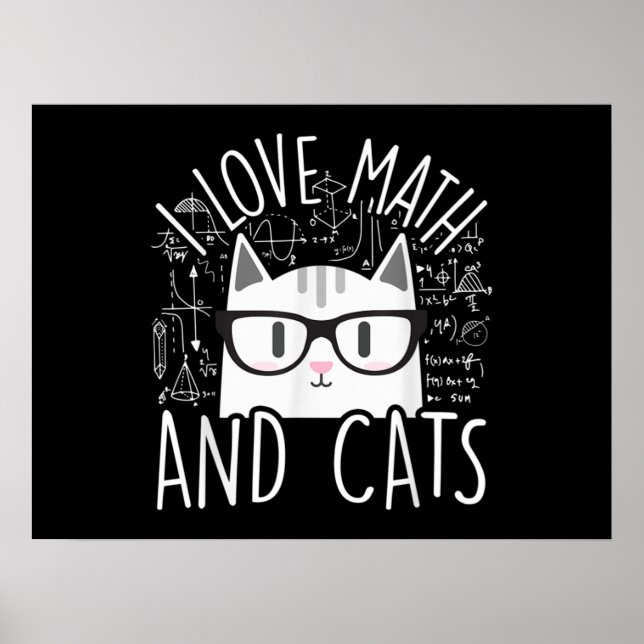Poster Eu Adoro Matemática E Gatos Gatinhos Bonitos (Frente)