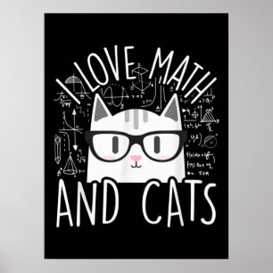 Poster Eu Adoro Matemática E Gatos Gatinhos Bonitos