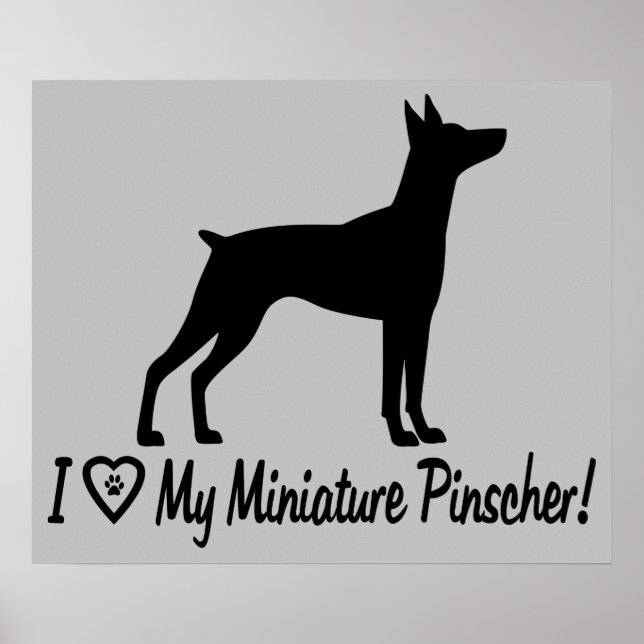 Pôster Eu adoro minha miniatura Pinscher em Silhouette (Frente)
