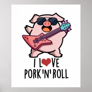 Poster Eu Adoro Porco E Rolo Porco De Música Cuta