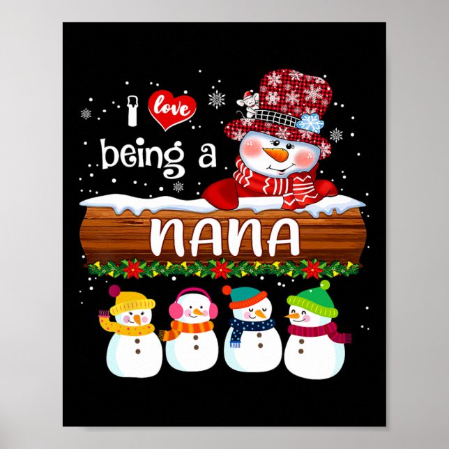 Poster Eu adoro ser um Nana Snowman Divertido Feliz Natal (Frente)