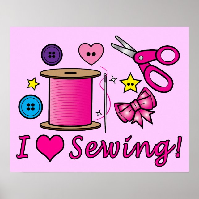 Poster Eu Adoro Sewing! (Frente)