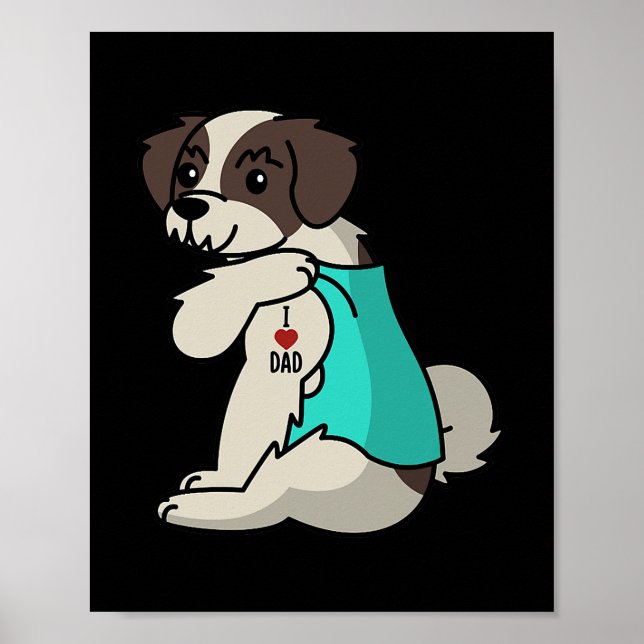 Poster Eu Adoro Tatto Pai Shih Tzu Padre Dog (Frente)