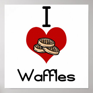 Pôster Eu adoro waffles cardíacos