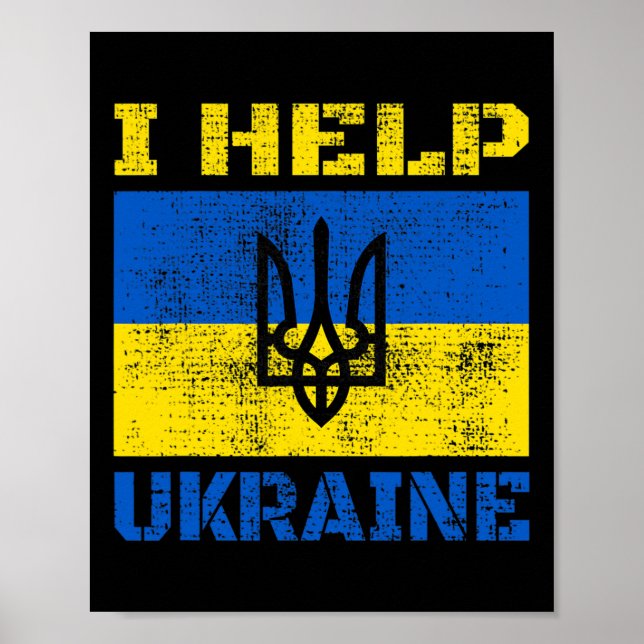 Poster Eu Ajudo a Ucrânia Apoio Ucraniano Eu Fico Com a U (Frente)