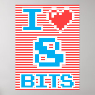 Poster Eu Amo 8 Bits