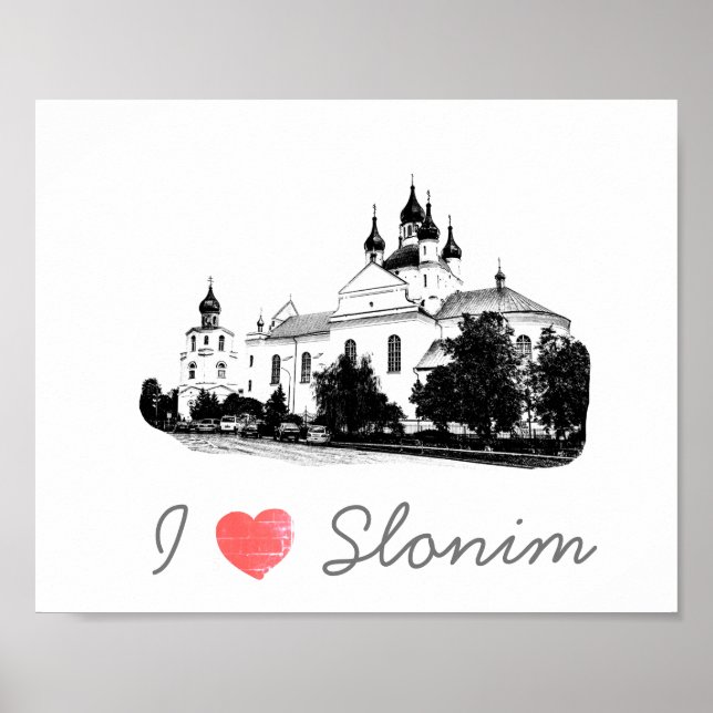Poster Eu Amo A Igreja Slonim Belarus Architecture (Frente)