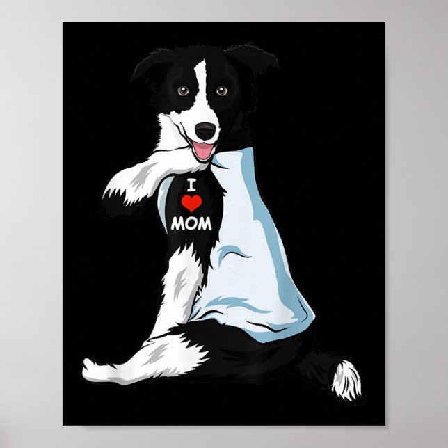 Poster Eu Amo A Mãe Tattoo Border Collie Mãe Cachorro Sob (Frente)