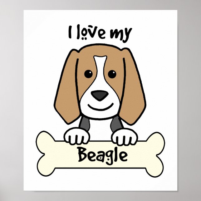 Pôster Eu Amo A Minha Beagle (Frente)