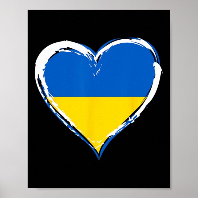 Poster Eu Amo a Ucrânia - Fique Com a Ucrânia - Bandeira  (Frente)