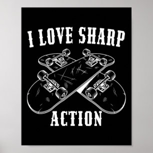 Poster Eu Amo Ação Intensa Amantes de Skateboarding Patin