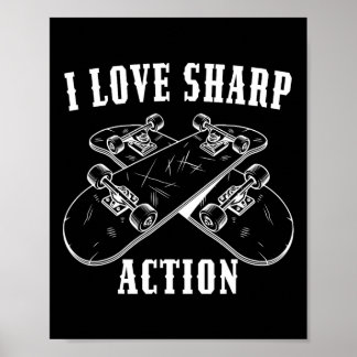 Poster Eu Amo Ação Intensa Amantes de Skateboarding Patin