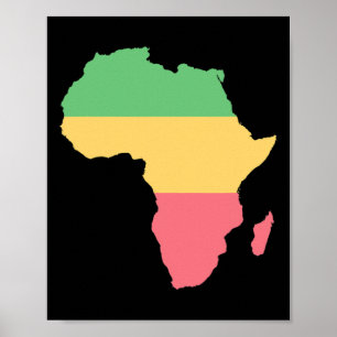 Poster Eu Amo África Continente Colorido Rosta