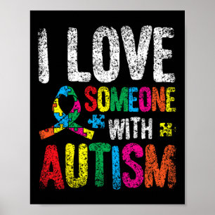 Poster Eu Amo Alguém Com Autismo Autista Autista Apoio