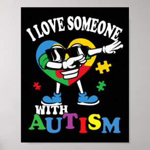 Poster Eu Amo Alguém Com Autismo Dabbing Heart Kids